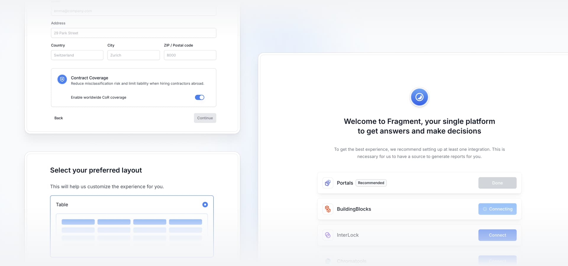 Screenshot of new onboarding blocks.
