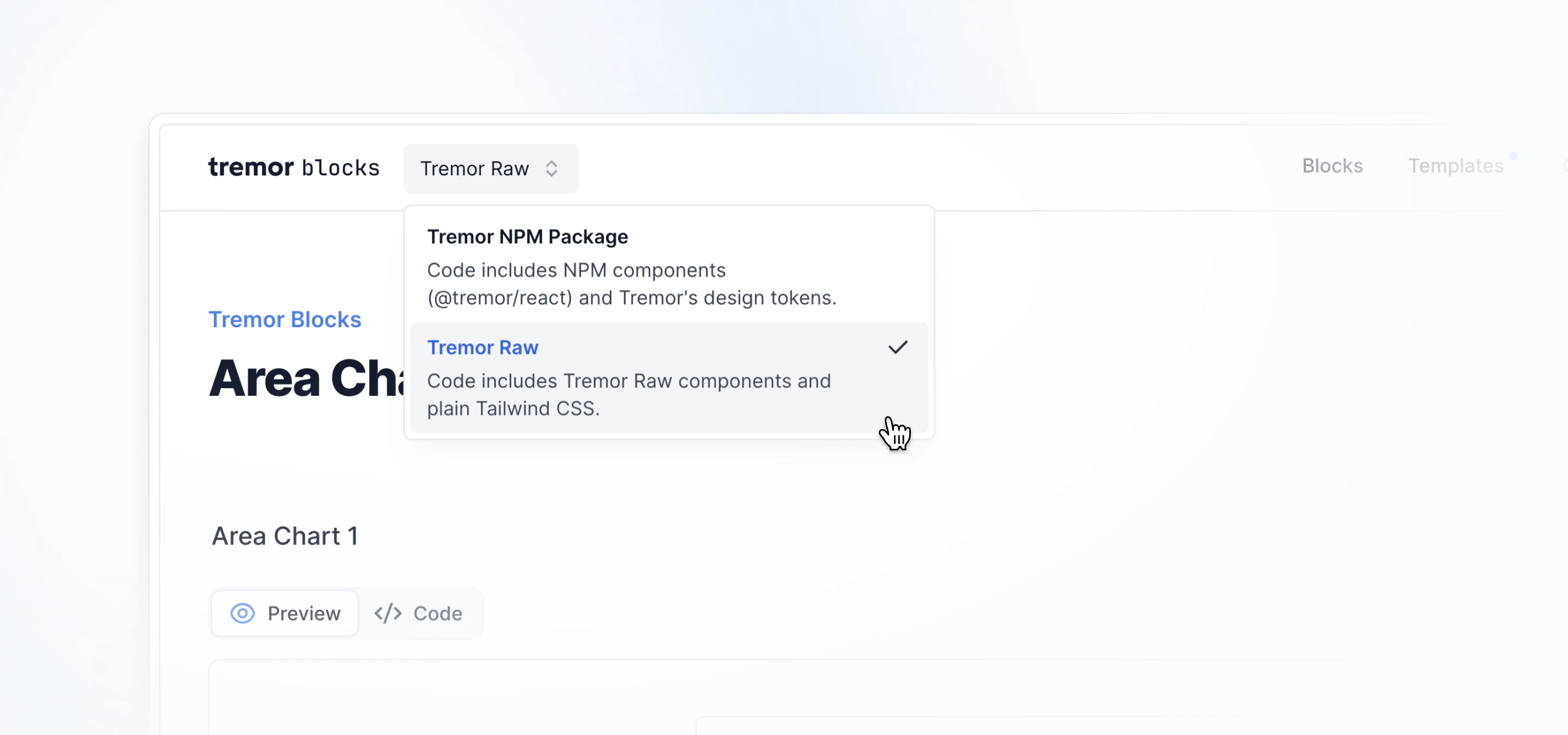Close up of the Tremor Raw vs. NPM selector.