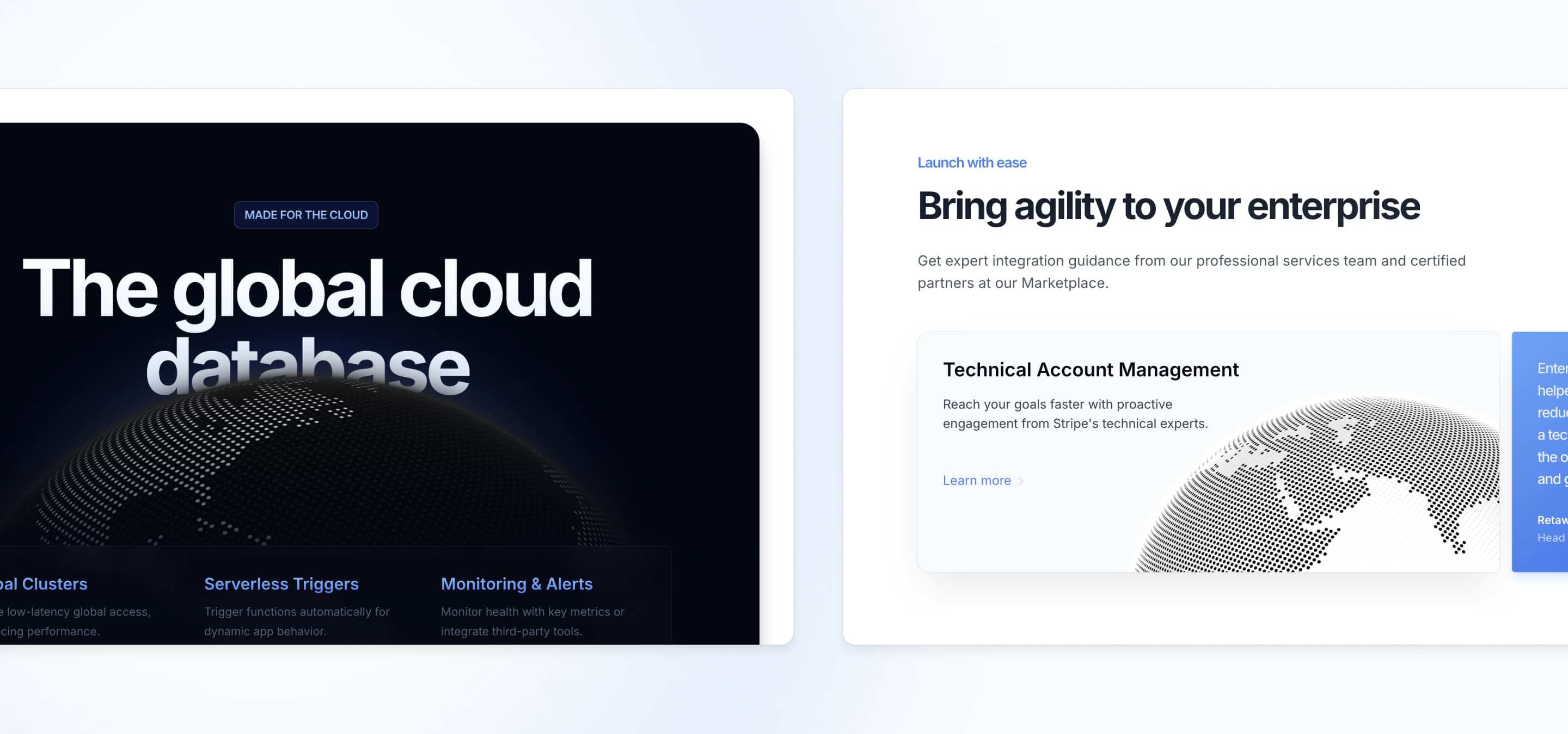 Screenshot of feature section blocks.